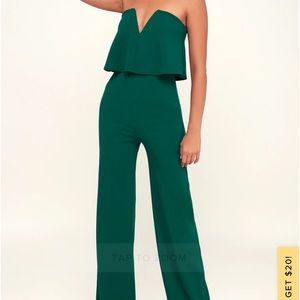 BNWT Lulus Emerald Green Strapless Jumpsuit